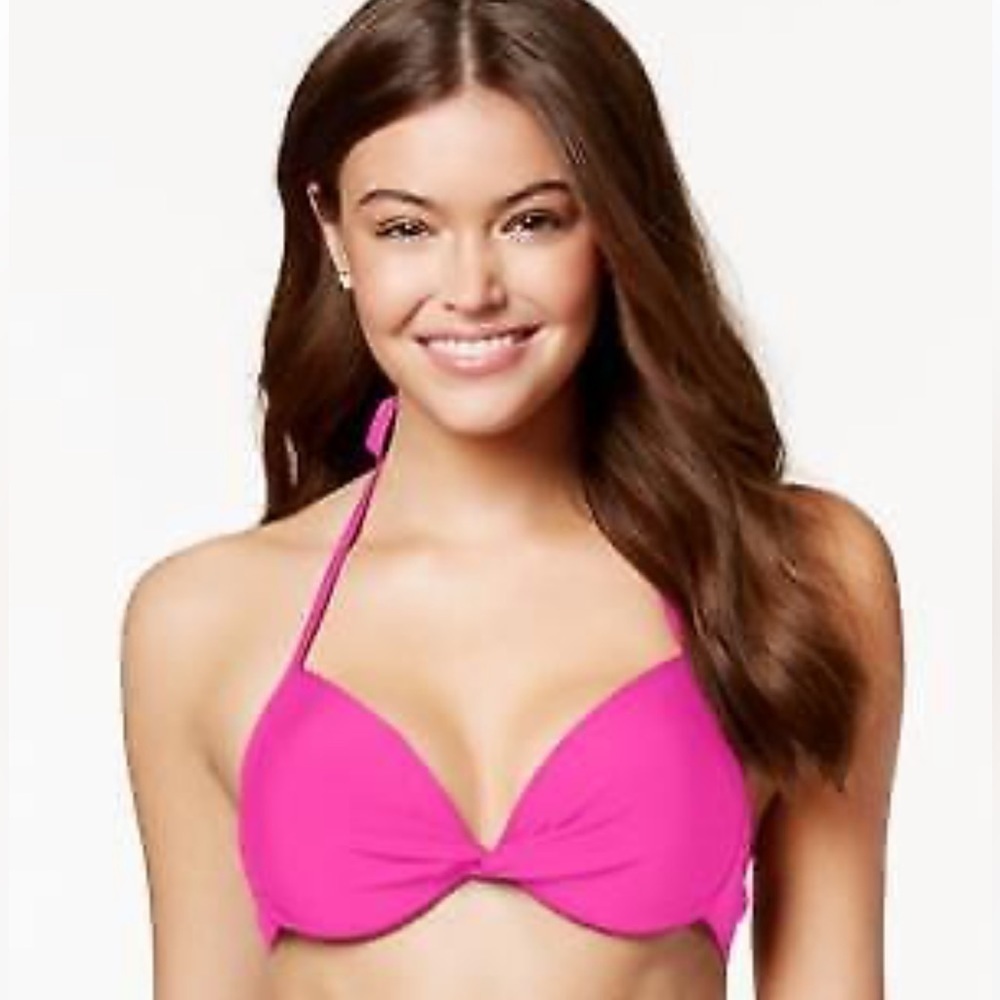 NWT California Waves Pink Push Up Underwire Strappy Swim Bikini Top